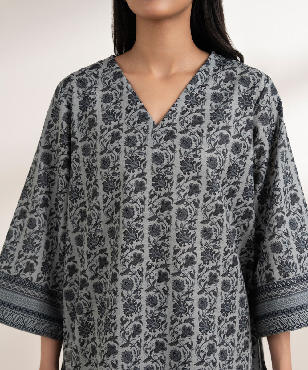 Women's RTW Khaddar Embroidered Grey 2 Piece Suit