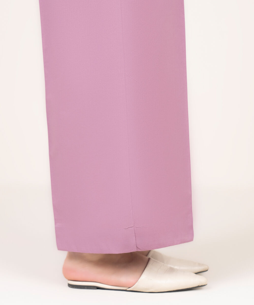 Women's RTW Cotton Solid Lilac Flared Pants