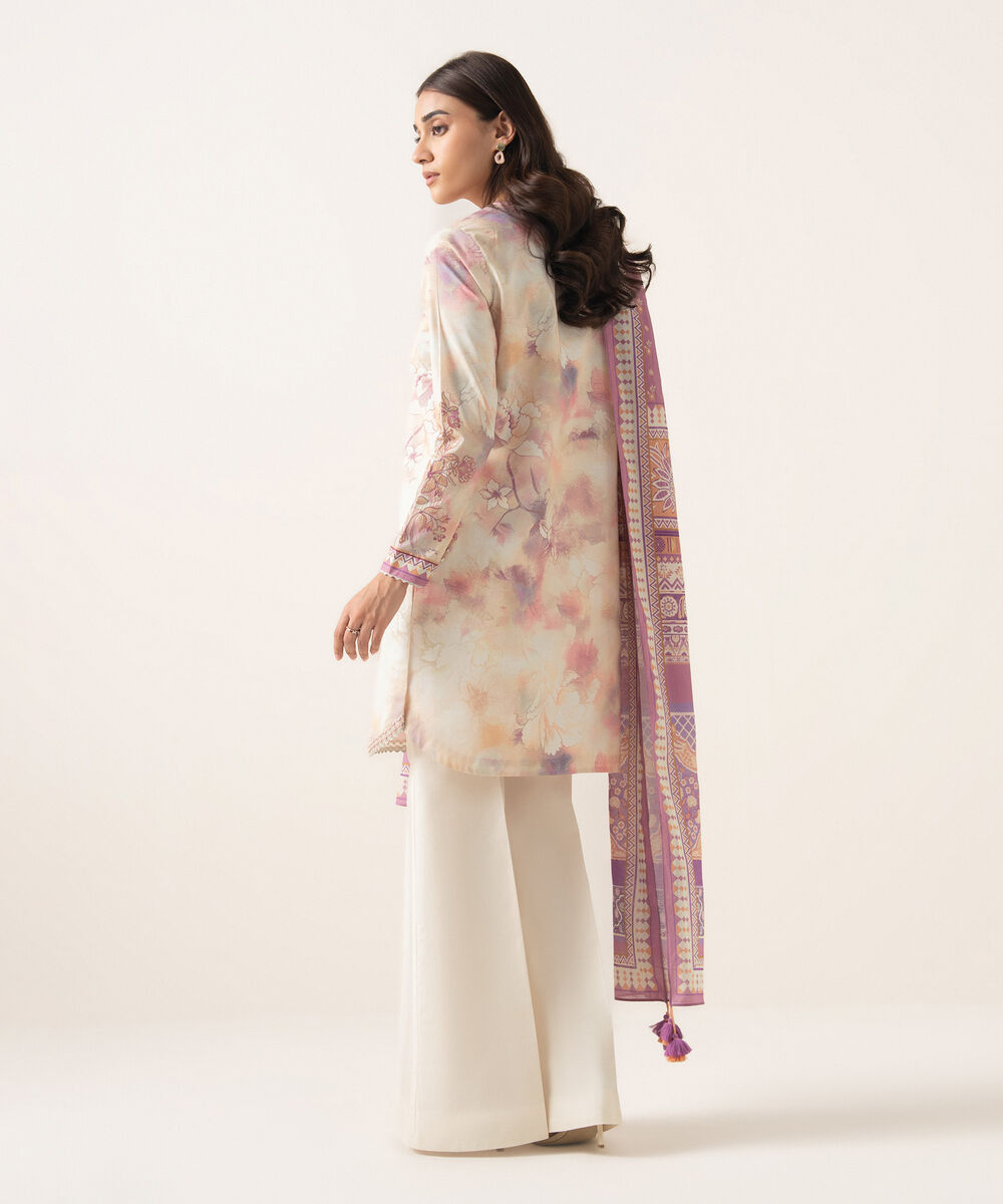 Women's Unstitched Textured Lawn Embroidered Multi 3 Piece Suit