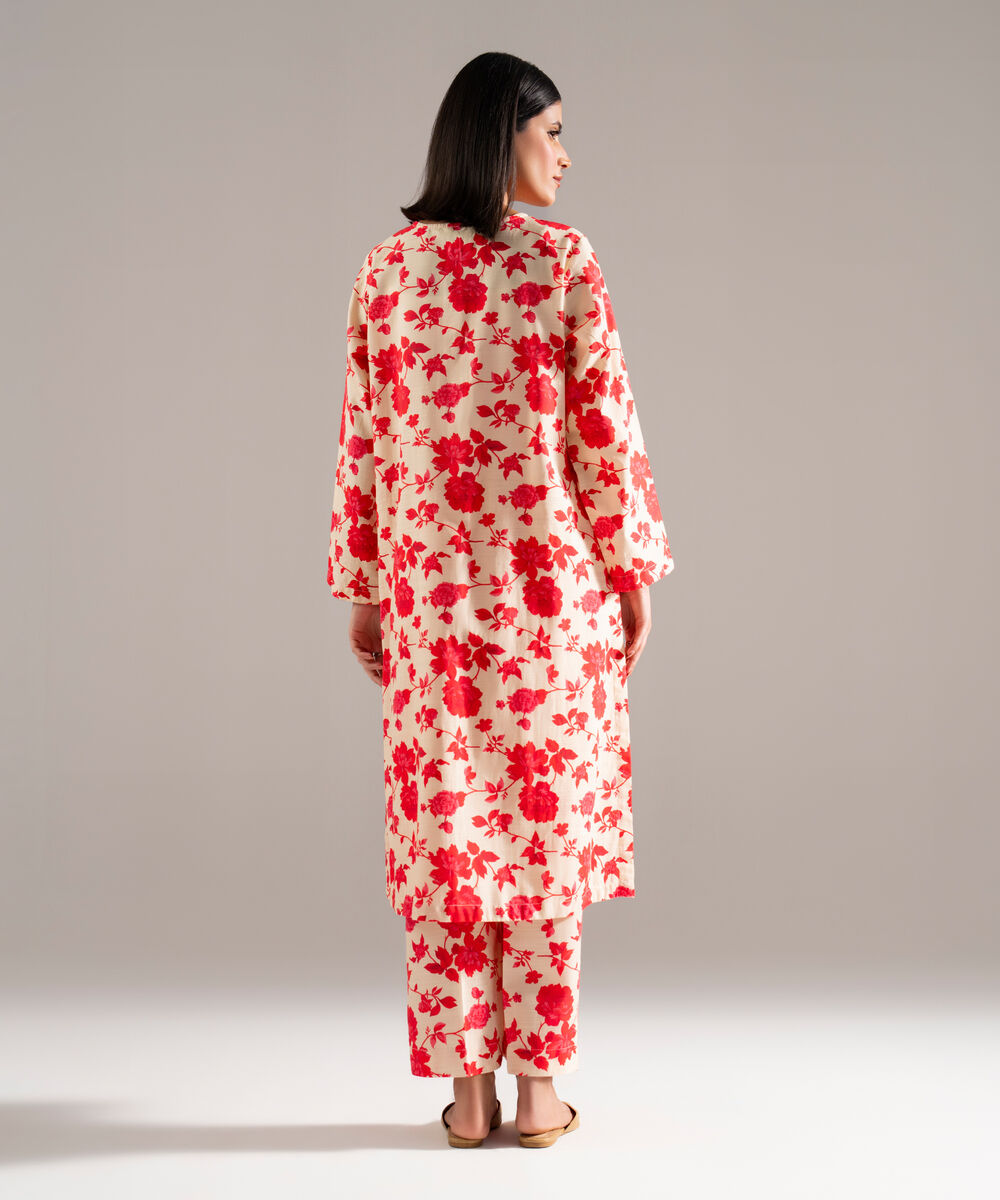 Women's RTW Khaddar Printed Off White 2 Piece Suit