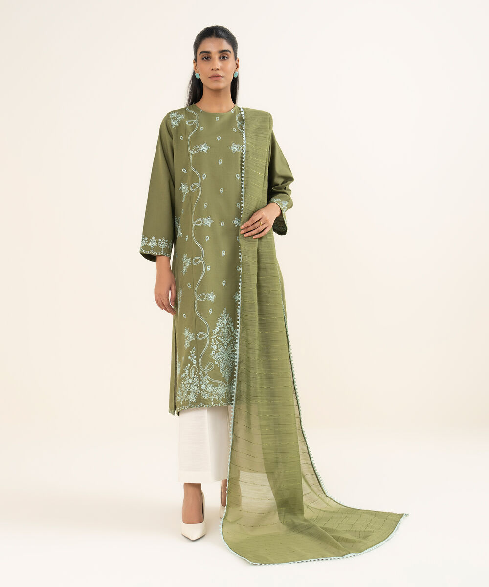 Manaar Solid Green Dupatta