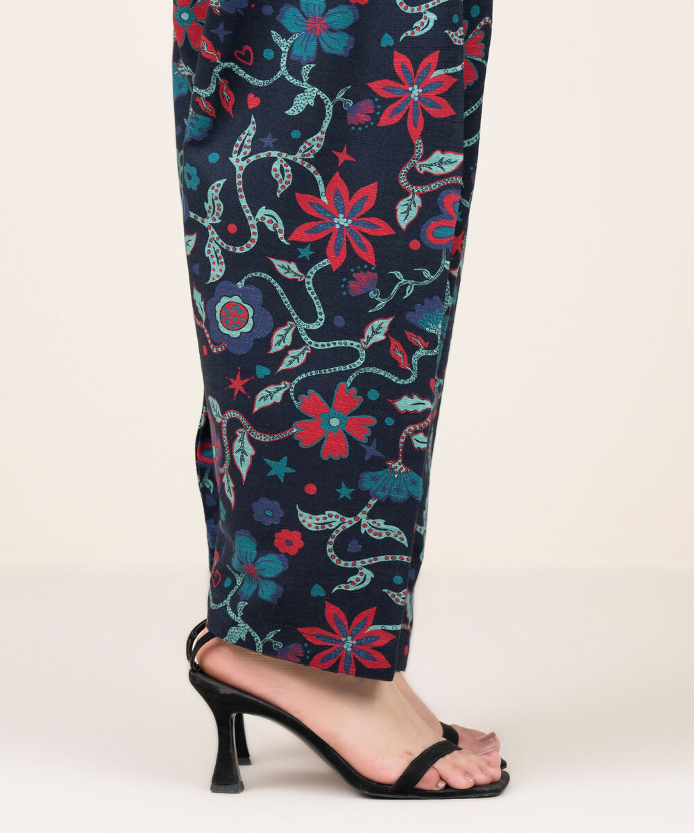 Women's RTW Khaddar Printed Black Shalwar