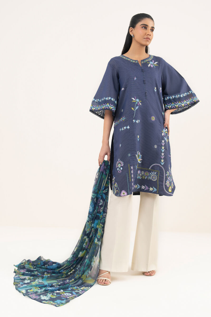 2 Piece - Embroidered Zari Lawn Suit
