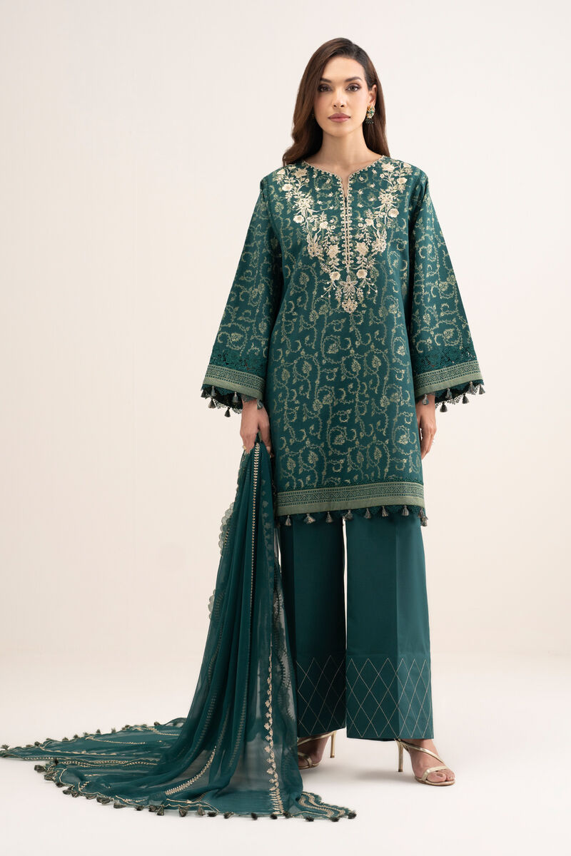 3 Piece - Embroidered Jacquard Suit