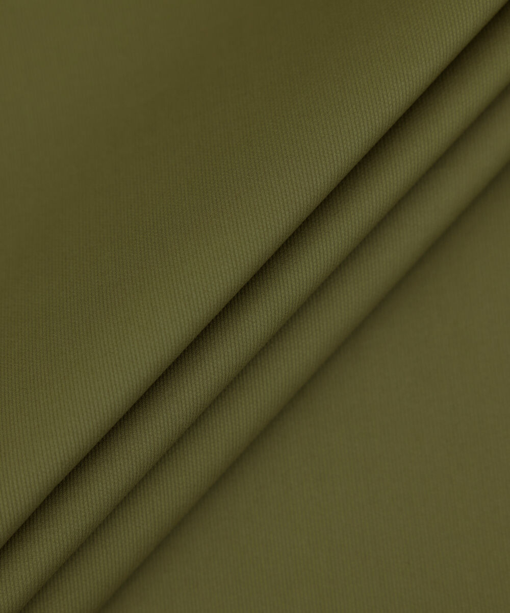 Men's Unstitched 2-Piece Cotton Dobby Olive Green Suit