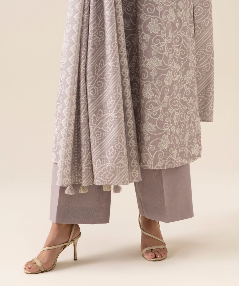 Women's Unstitched Light Khaddar Printed Light Grey 3 Piece Suit