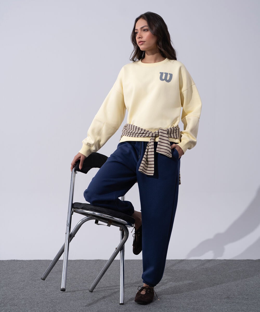 Women's Western Wear Navy Blue Fleece Jogger Trousers