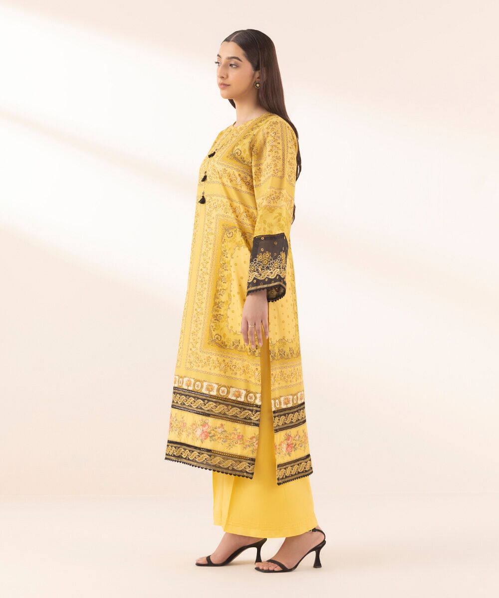 Woman - Yellow Embroidered Zari Lawn Shirt