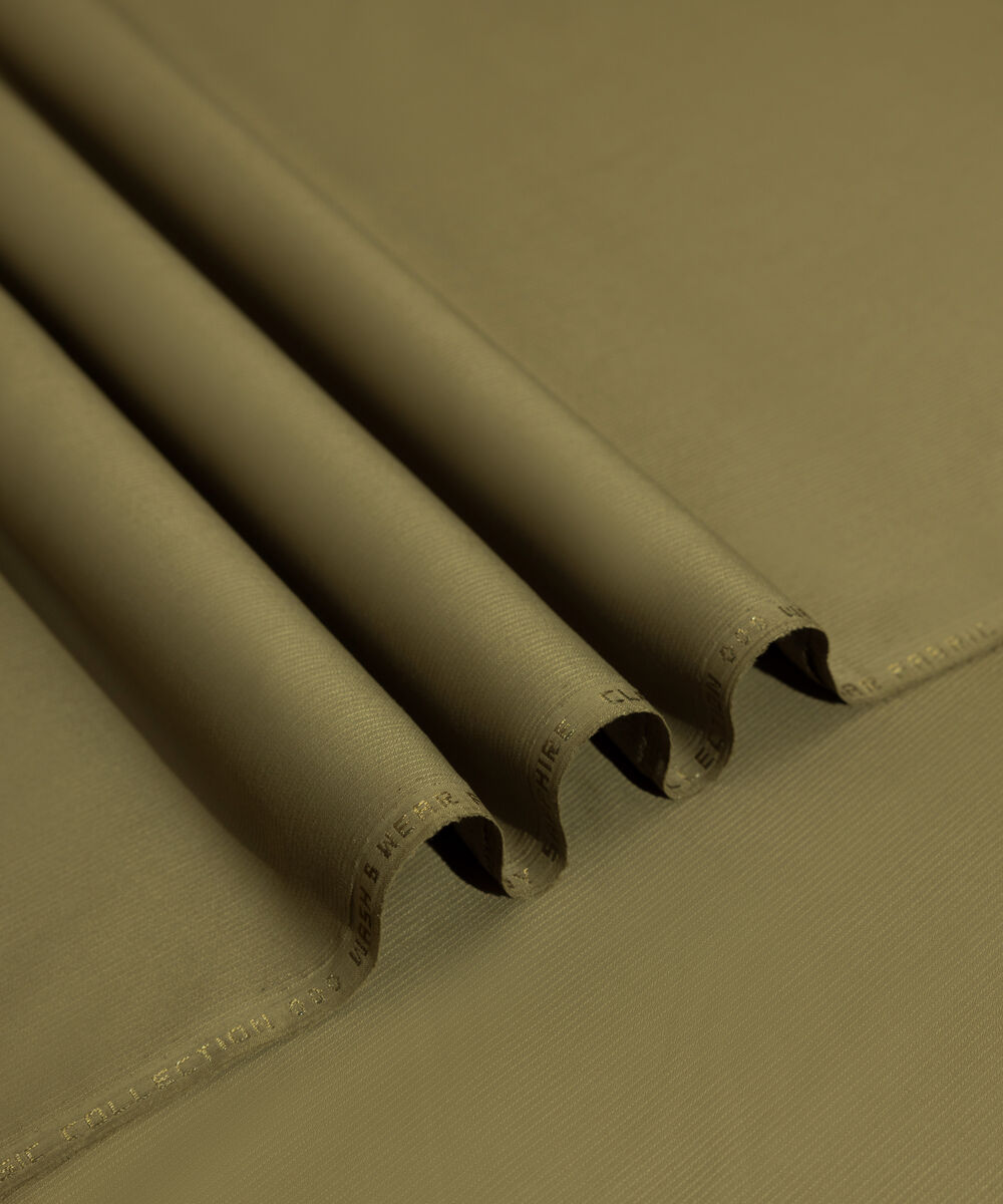 Men's Unstitched 2-Piece Premium Wash & Wear Dobby Olive Suit