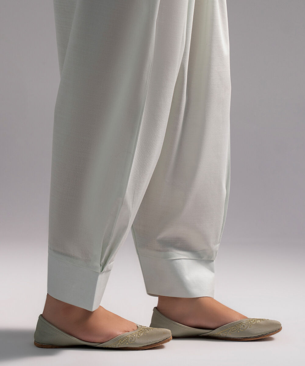 Women's RTW Slub Lawn Solid Seafoam Green Skinny Shalwar