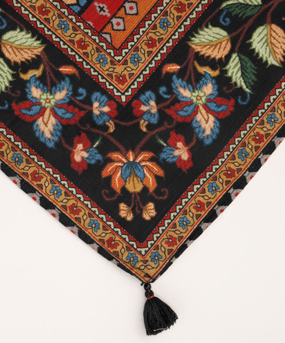 Printed Khaddar Black Dupatta