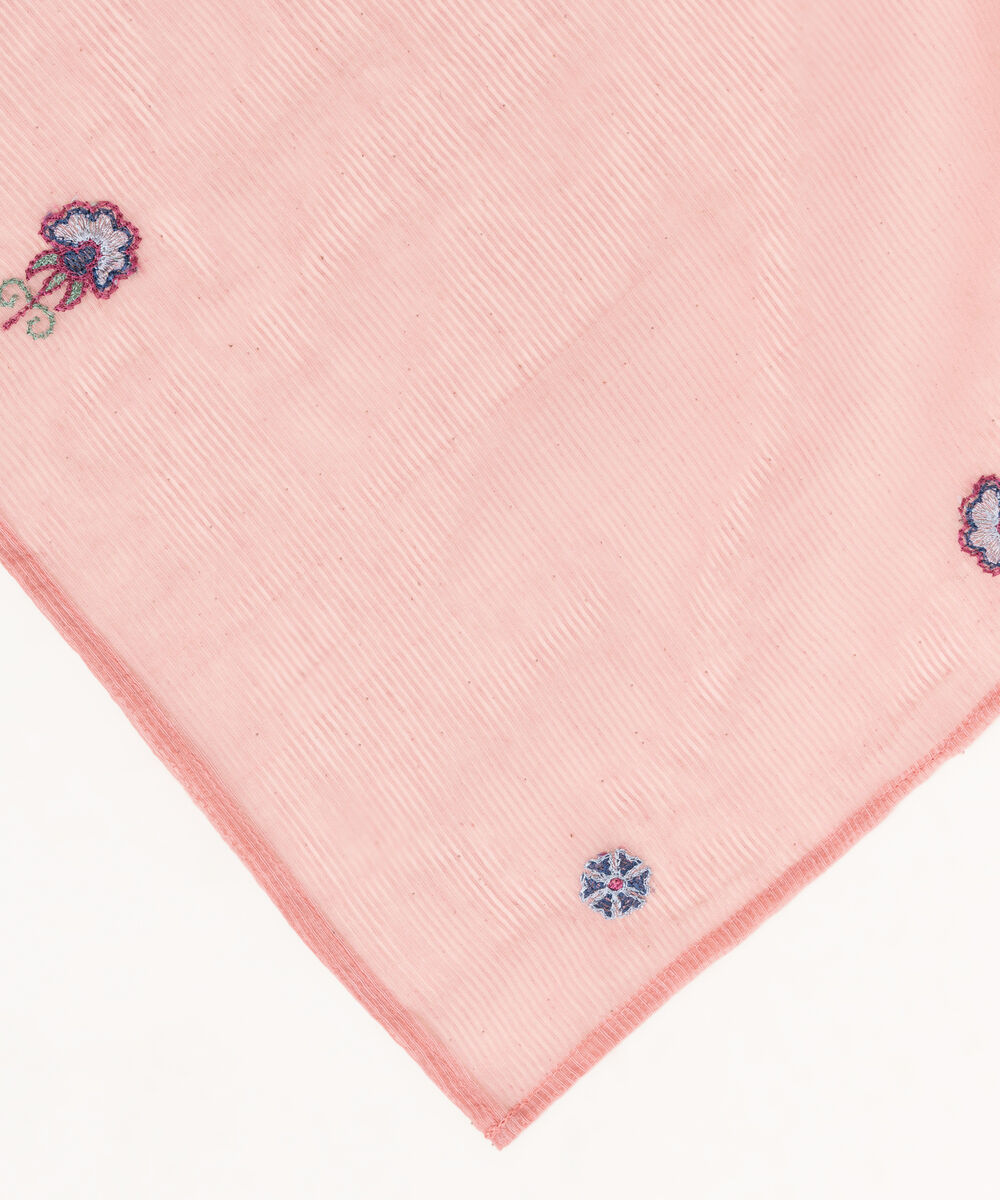 Blended Textured Karandi Pink Embroidered Dupatta