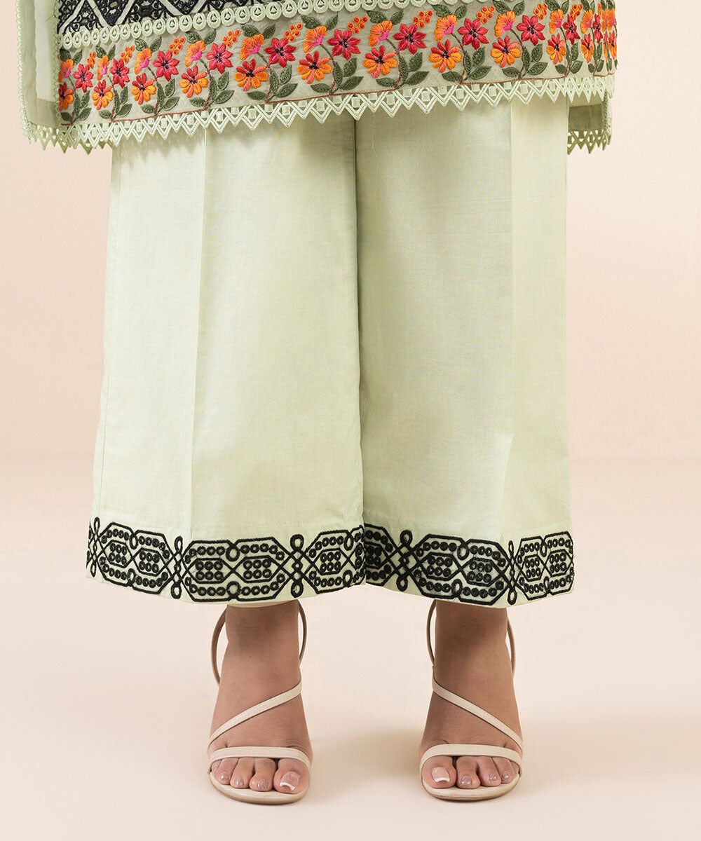 Woman - Multi 3 Piece - Embroidered Cotton Satin Suit