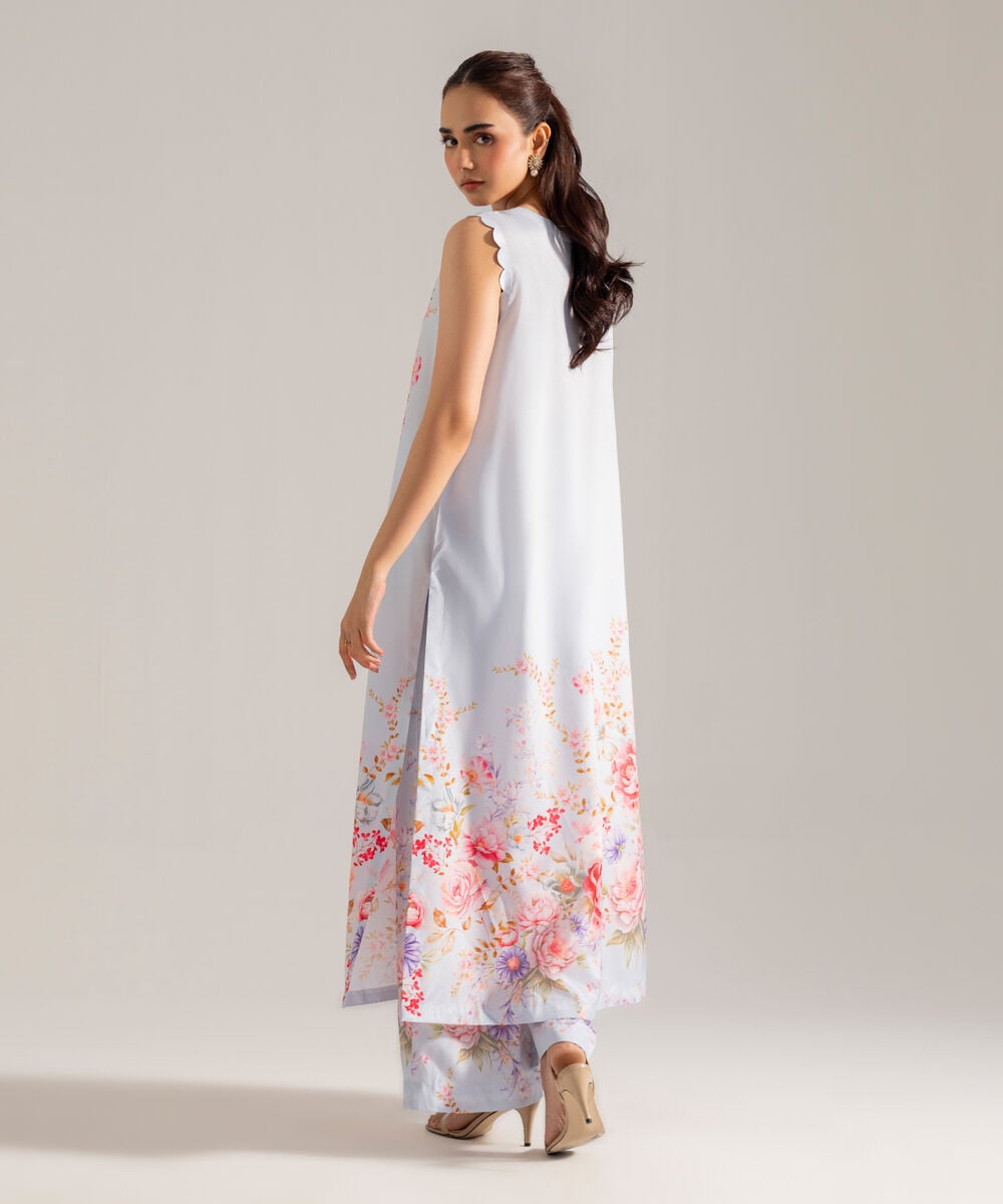 Women's RTW Printed Blue Blended Grip 2 Piece Suit