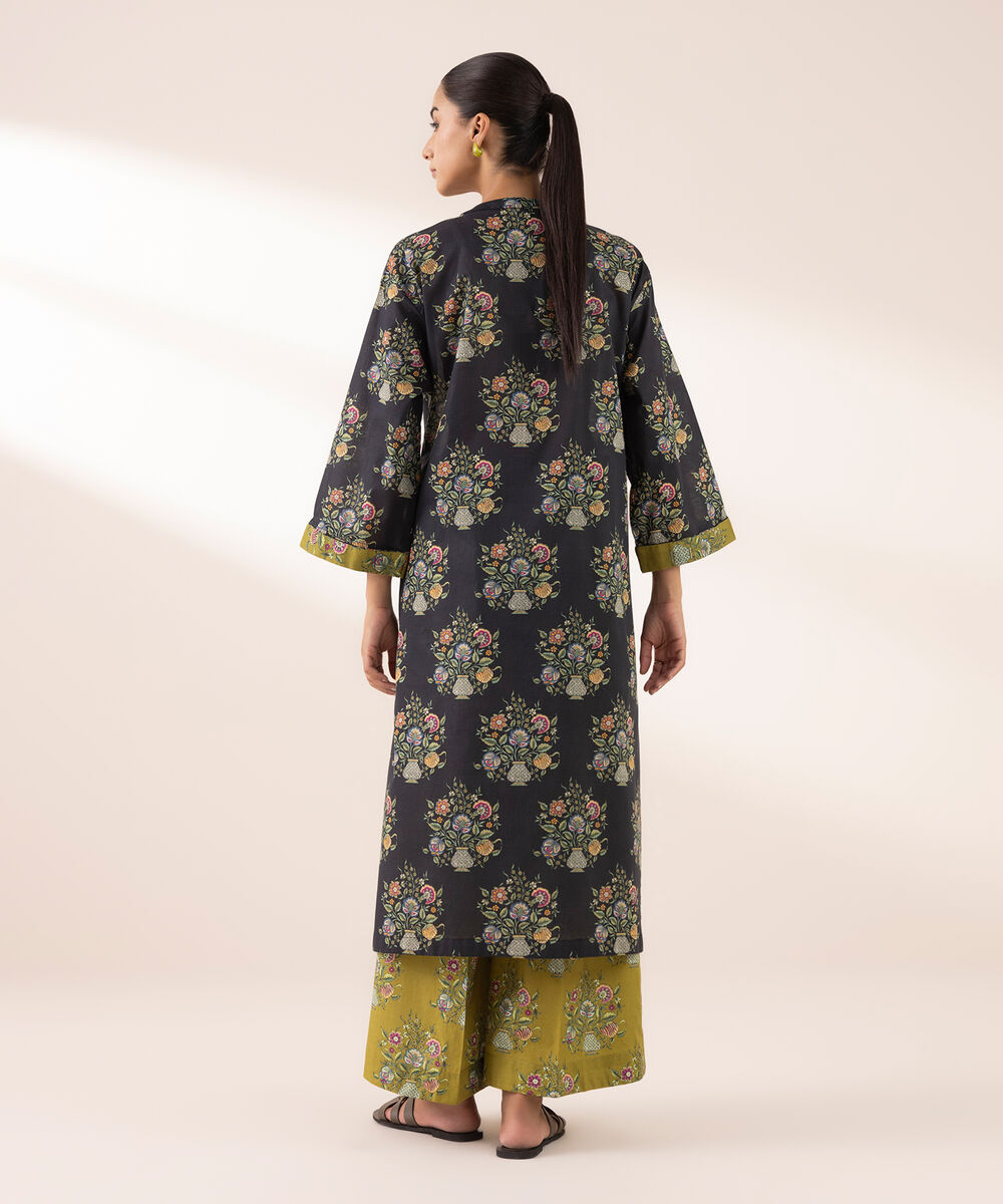 Women's RTW Lawn Black Printed Boxy Shirt