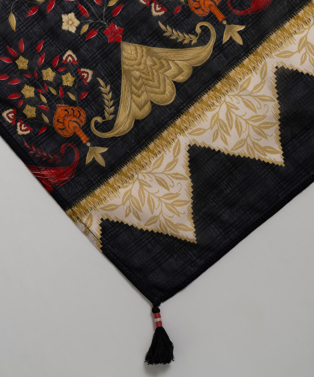 Textured Voile Printed Black Dupatta
