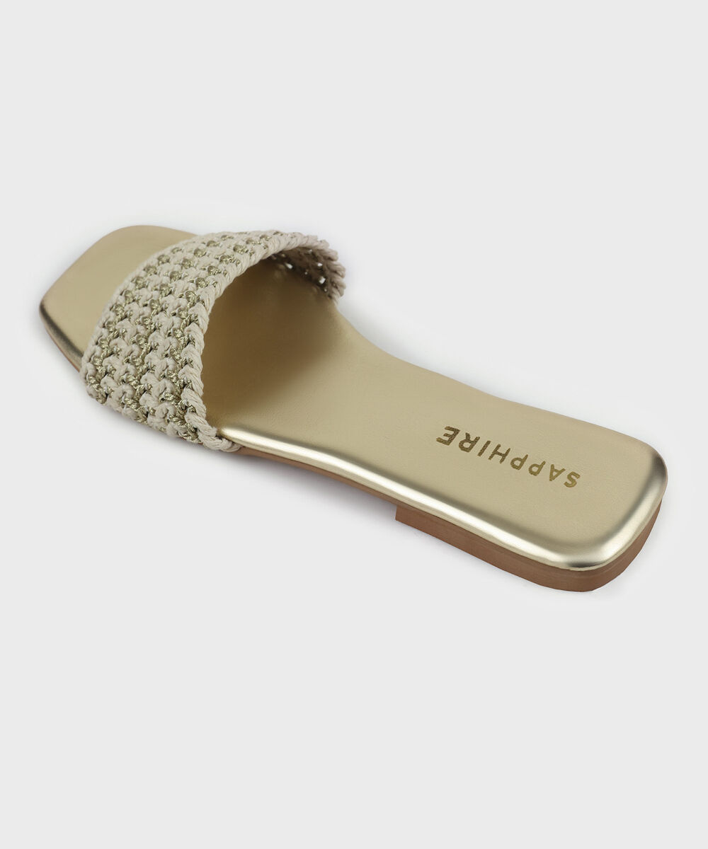 Woman - Gold Gold Weaved Flats
