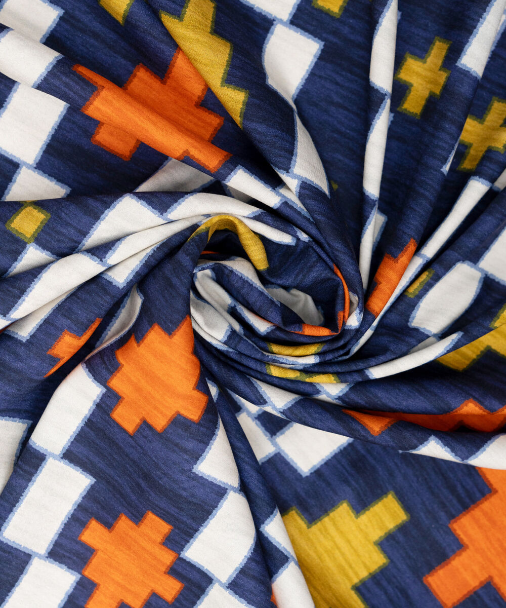 Printed Linen Blue Dupatta