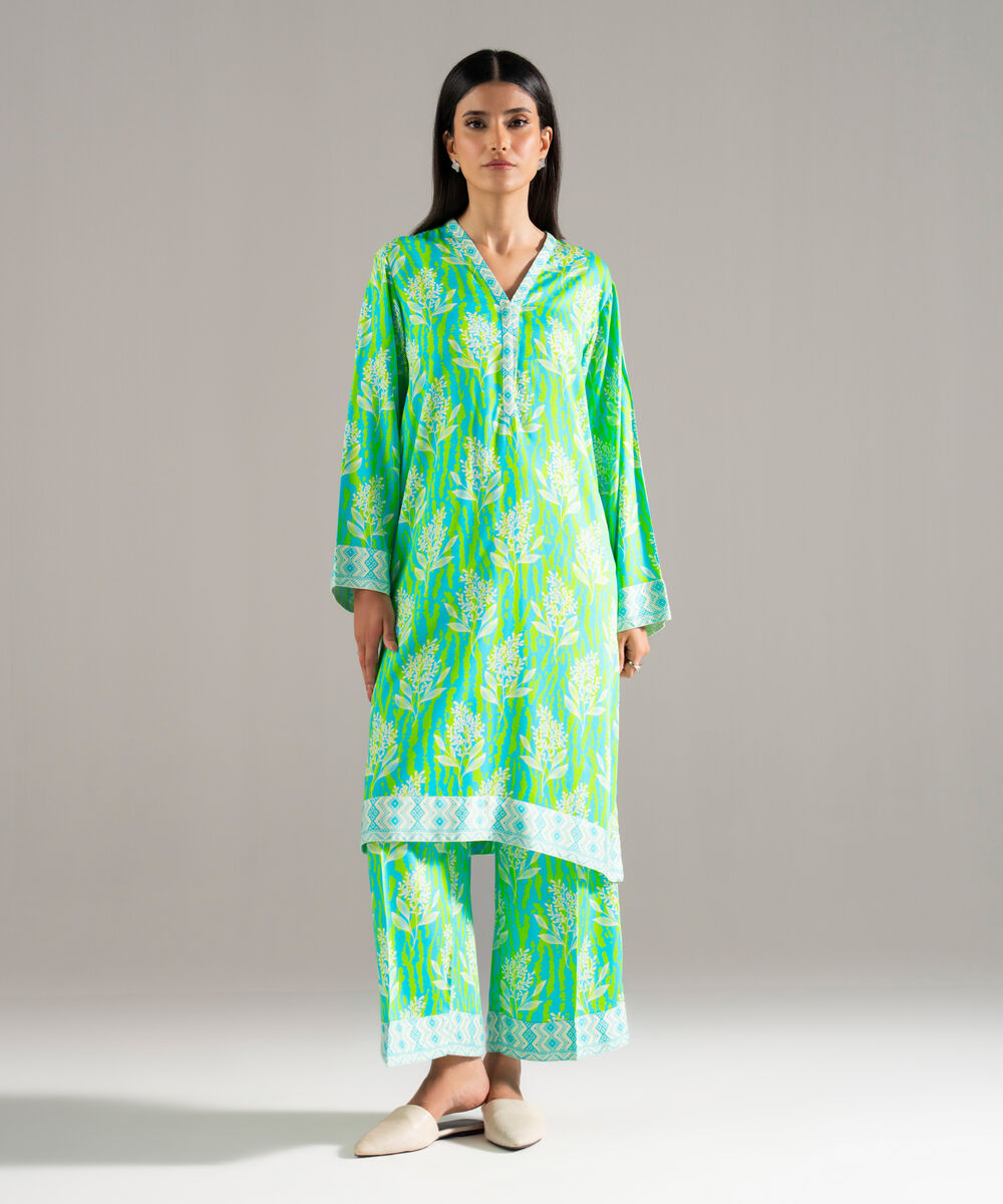 Women's RTW Bedford Printed Blue 2 Piece Suit