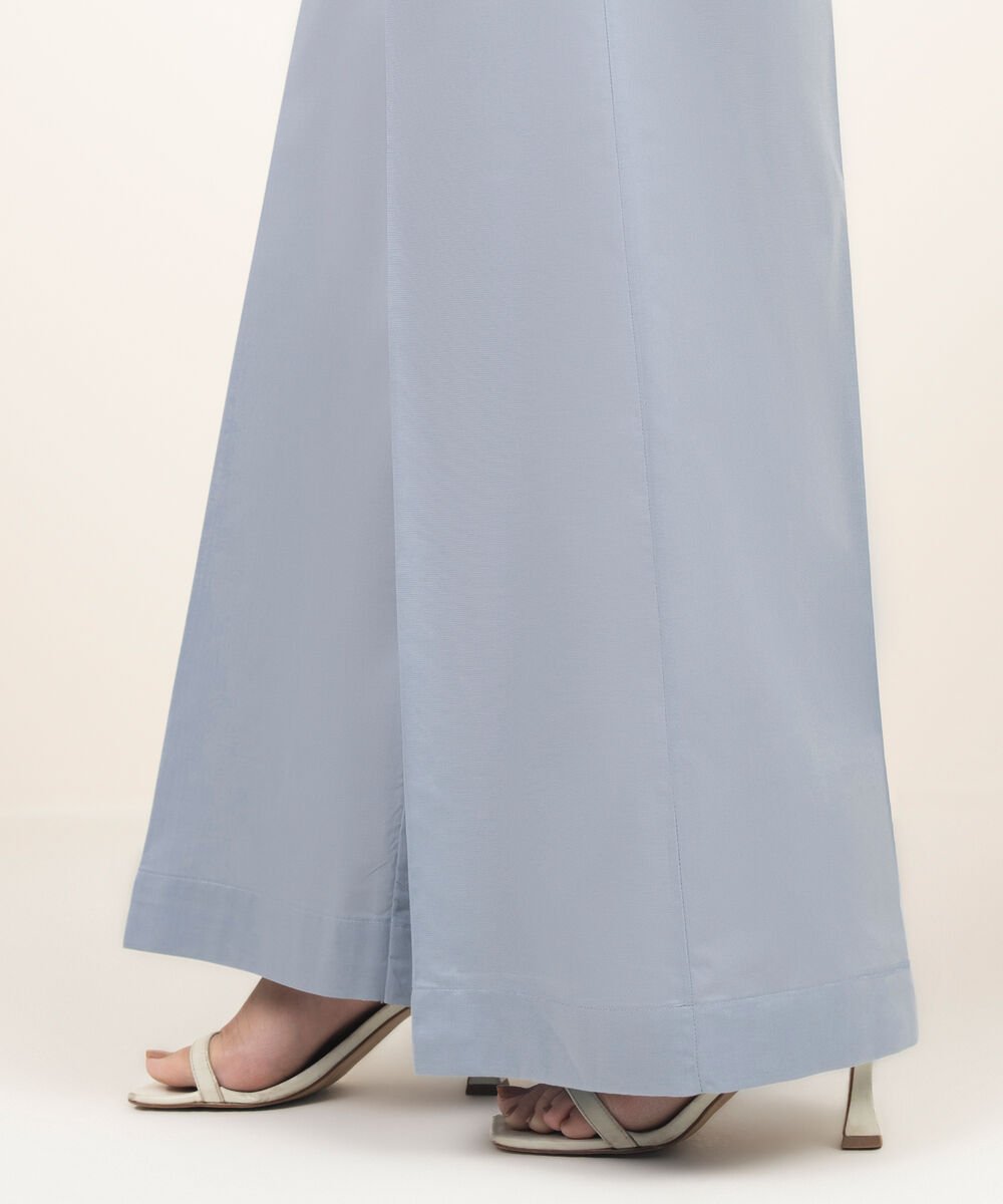 Women's RTW Cambric Solid Grey Flared Pants