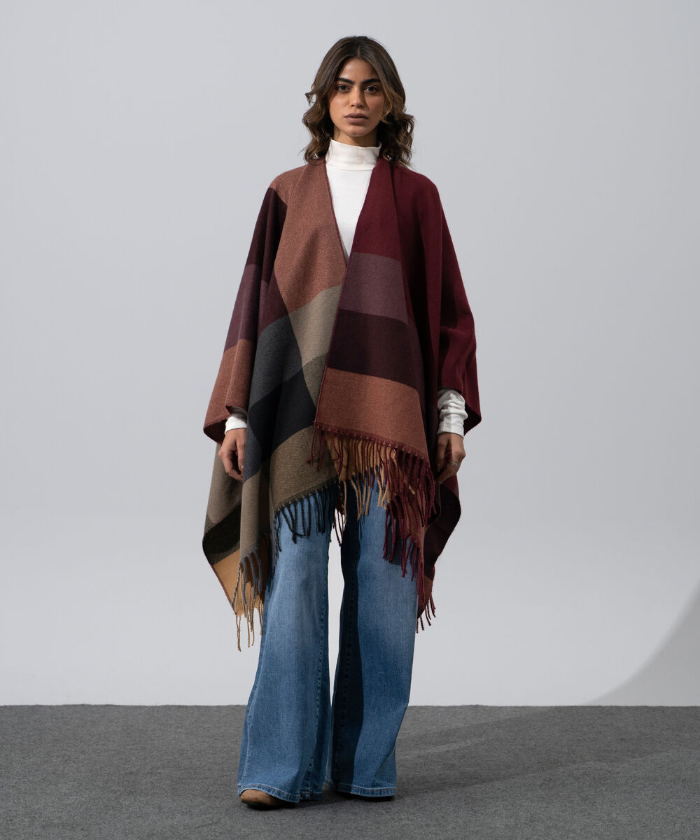 Women's Western Wear Polyester Striped Cape Shawl