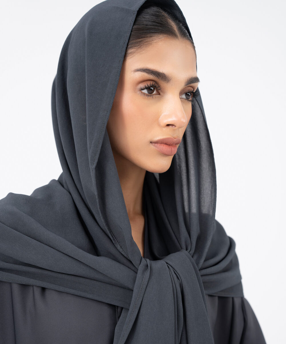 Women's Grey Polyester Hijab