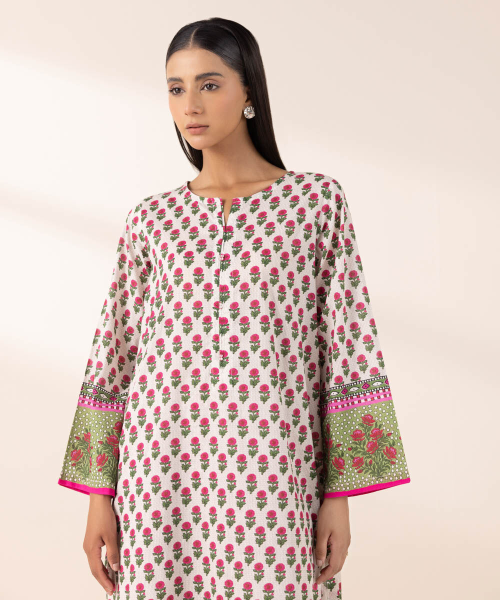 Women's Pret Yarn Dyed Multi Printed A-Line Shirt