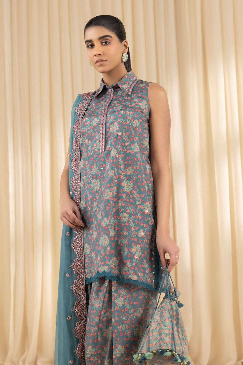 3 Piece - Embroidered Silk Suit