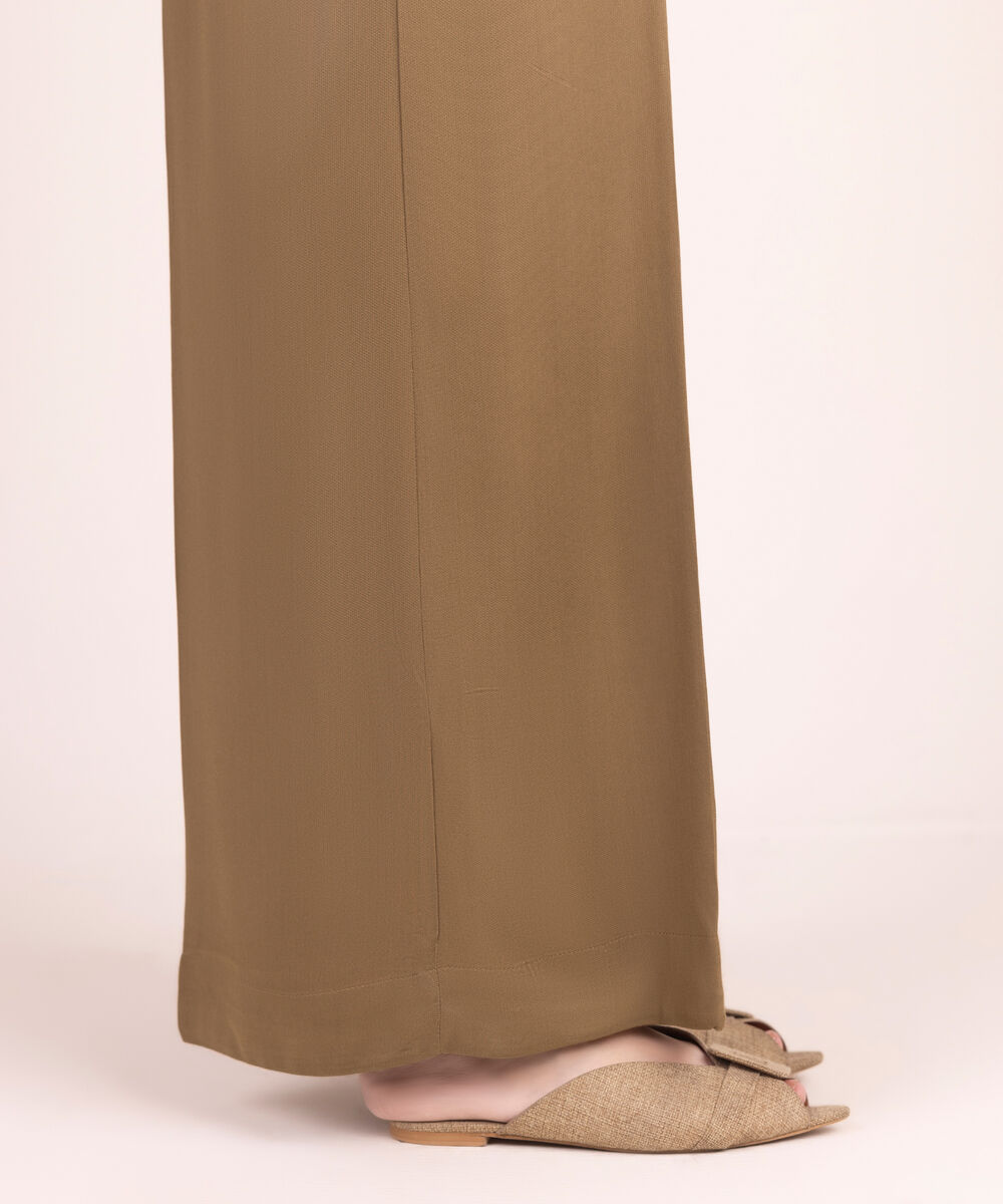 Women's RTW Bedford Solid Brown Flared Pants