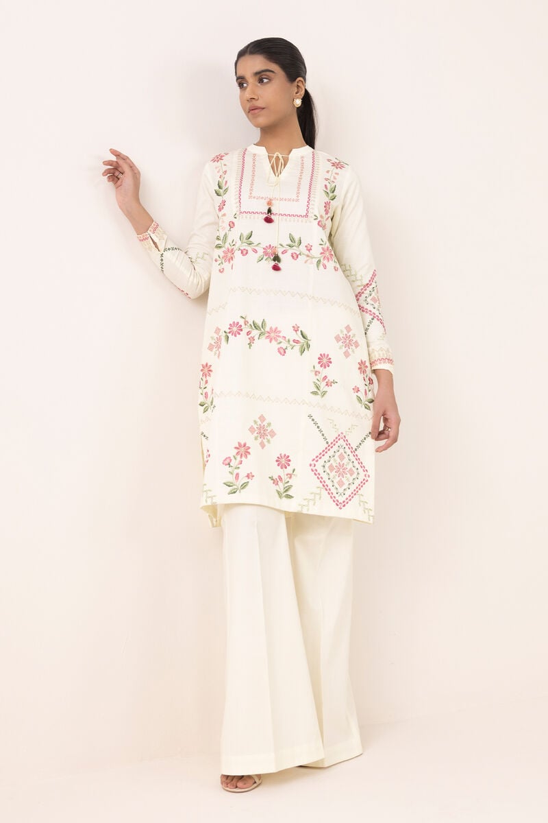 2 Piece - Embroidered Cotton Suit