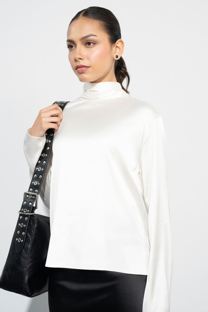 Satin Blouse With Back Tie Detail