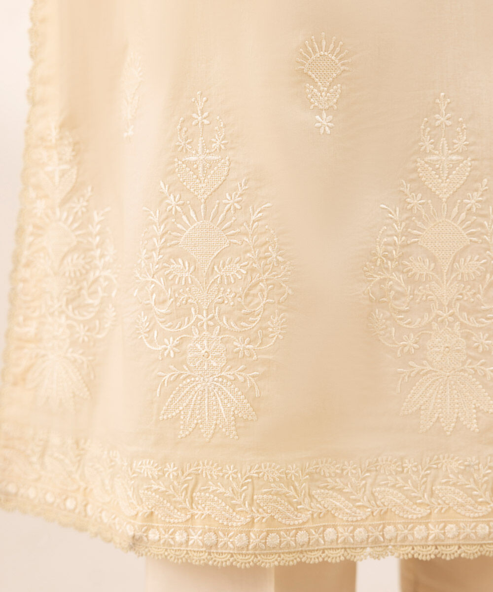 Women's RTW Lawn Yellow Embroidered A-Line Shirt