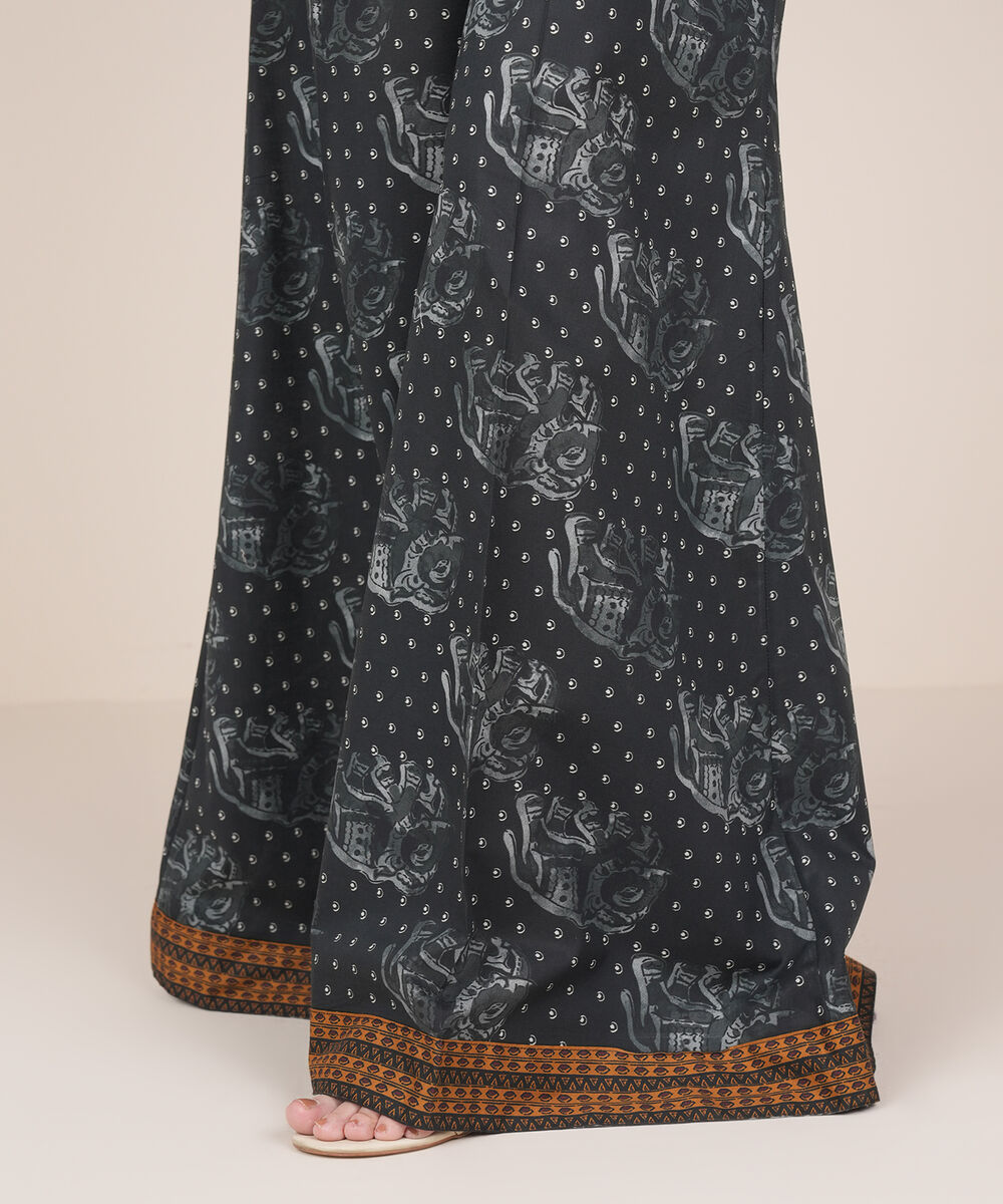 Women's RTW Cambric Black Printed Sharara