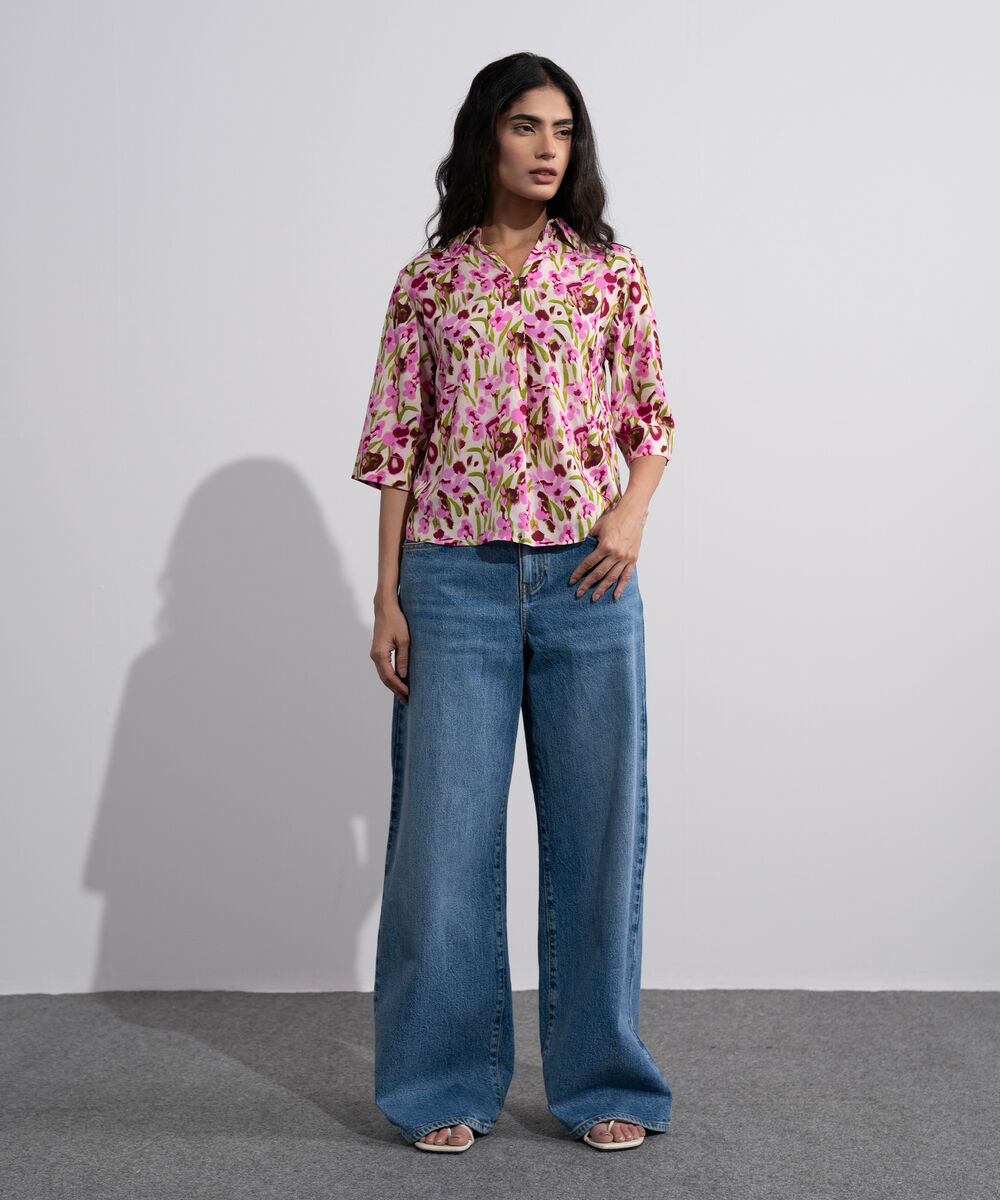 Women's Multi Printed V-Neck Top