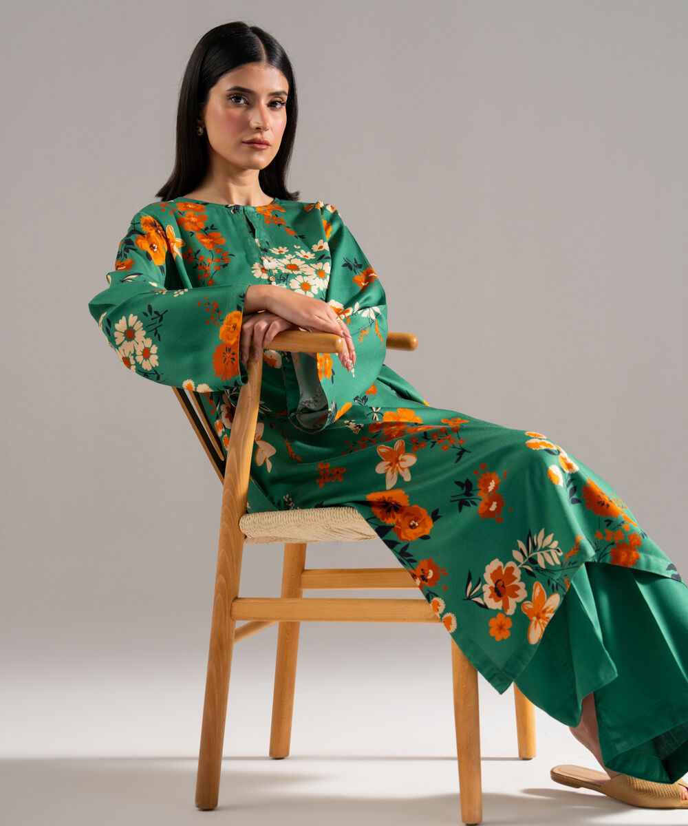 Women's RTW Bedford Printed Green 2 Piece Suit