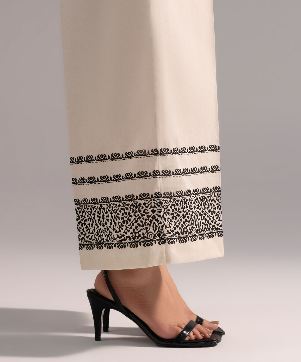 Women's RTW Cambric Printed Off White Culottes