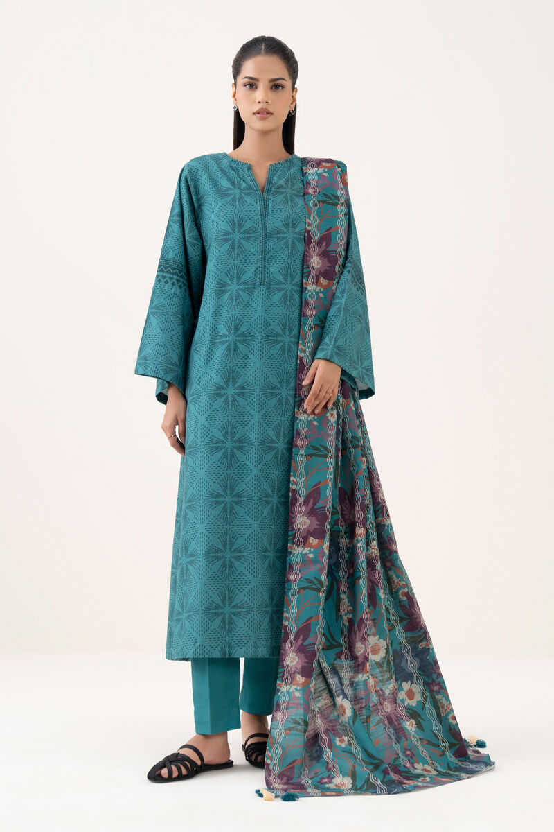 3 Piece - Printed Light Khaddar  Suit