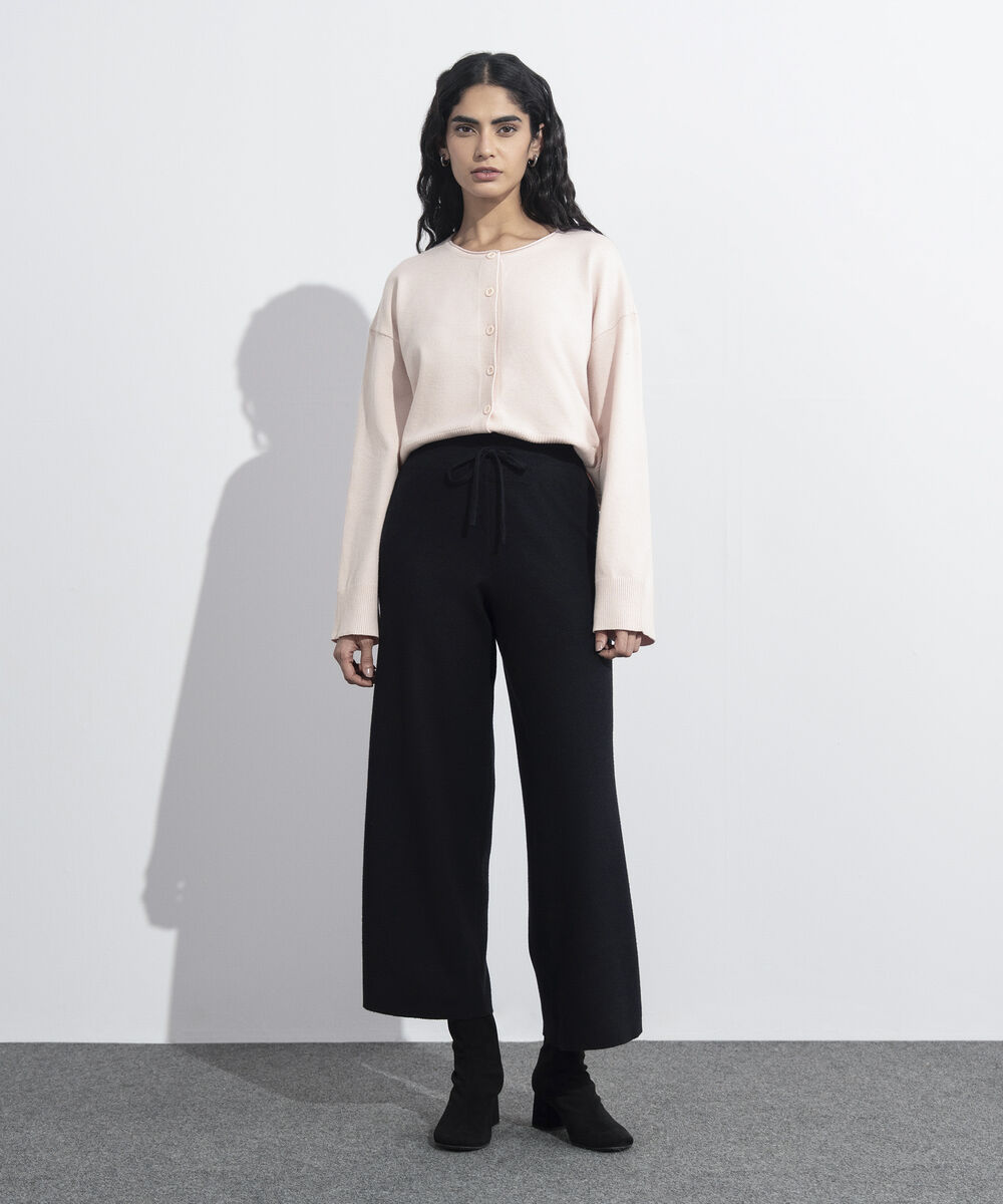 Women's Western Wear Black Pull-On Knit Culottes