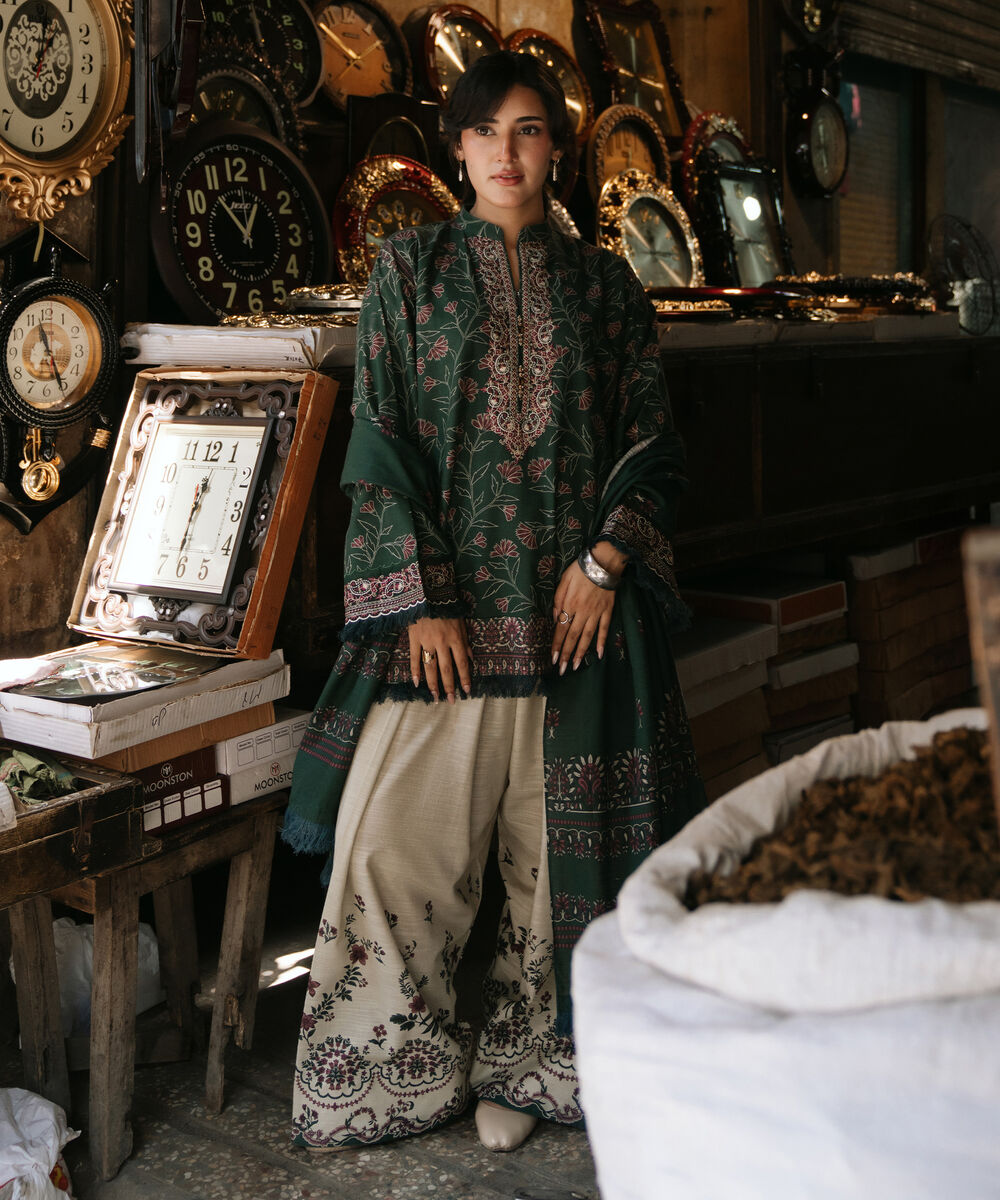 3 Piece - Embroidered Cotton Suit