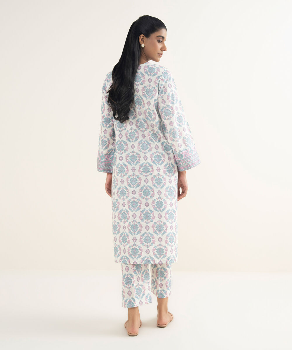 Women's RTW Light Khaddar Embroidered White Straight Shirt