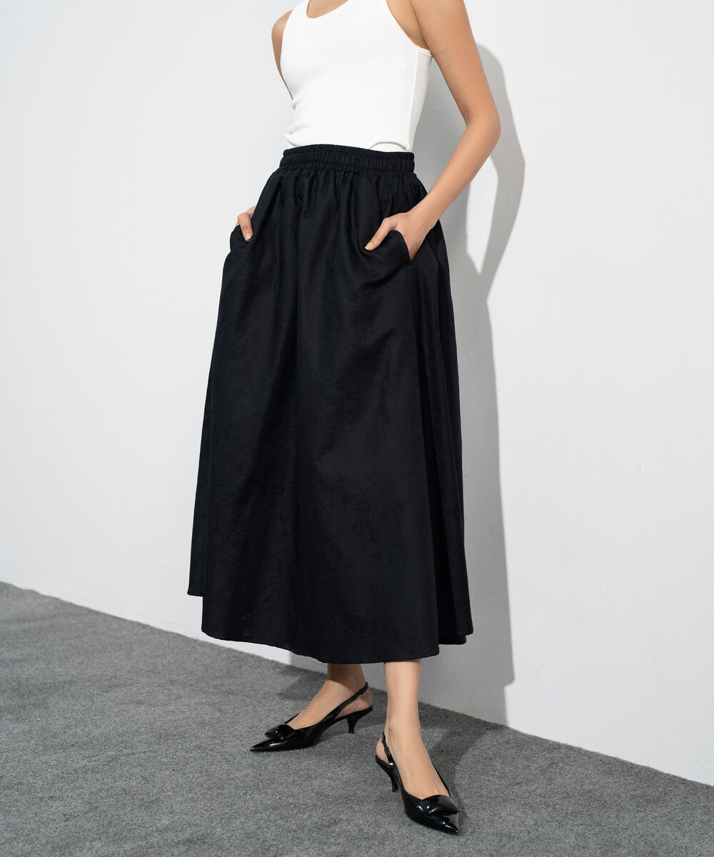 Women's Western Black Floral Textured Jacquard Shirt