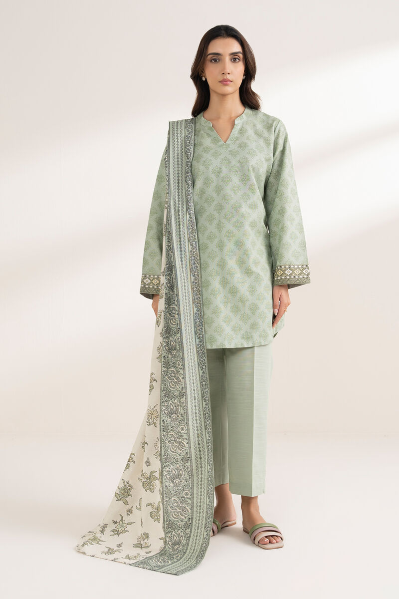 3 Piece - Printed Khaddar Suit