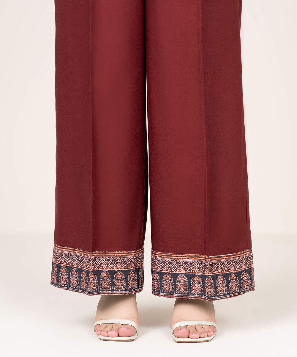 Women's RTW Khaddar Solid Maroon Culottes