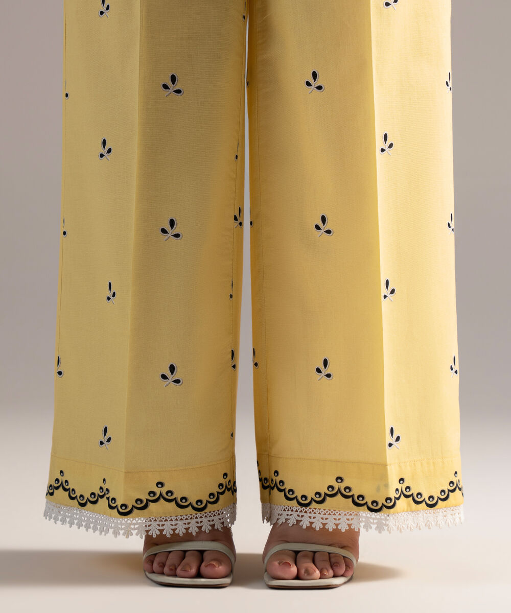 Women's RTW Cambric Printed Yellow Culottes