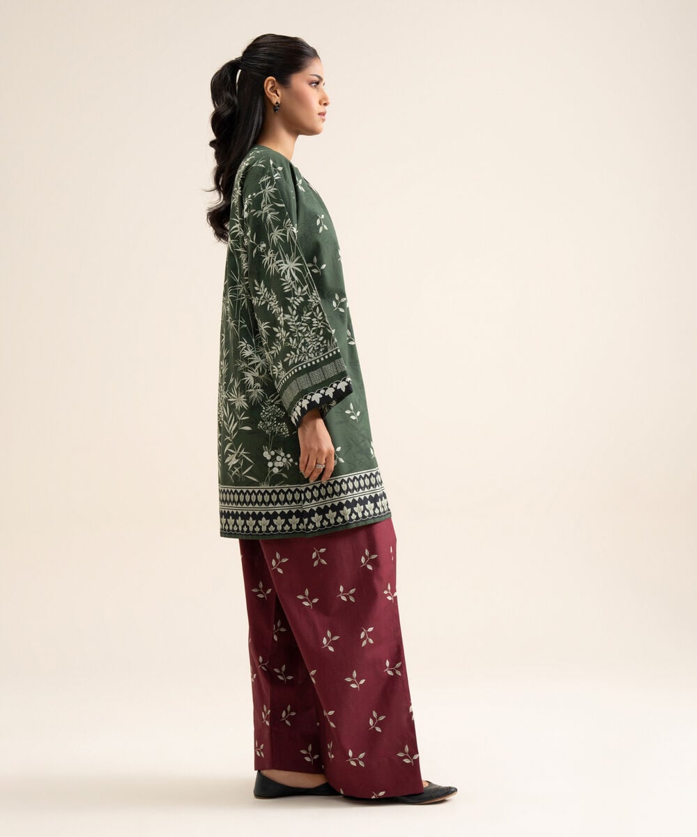 Women's Unstitched Premium Khaddar Printed Green 1 Piece Suit