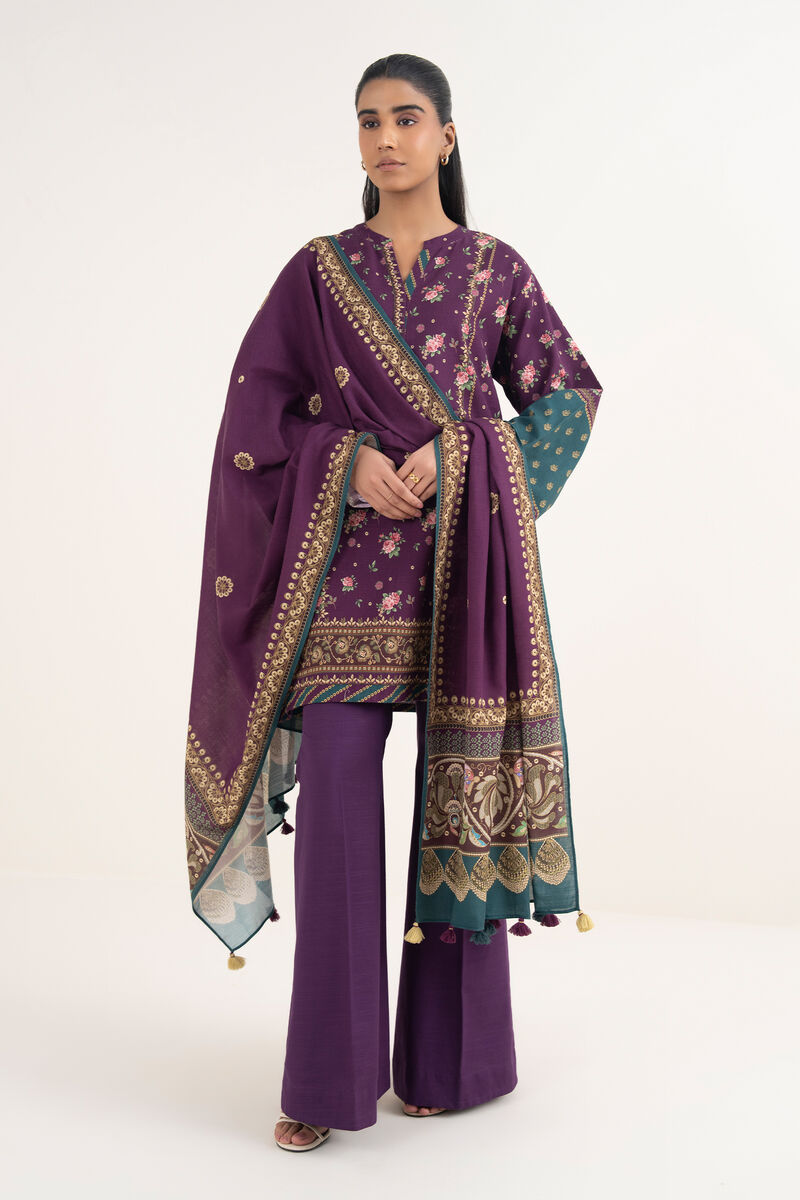 3 Piece - Printed Cotton Suit