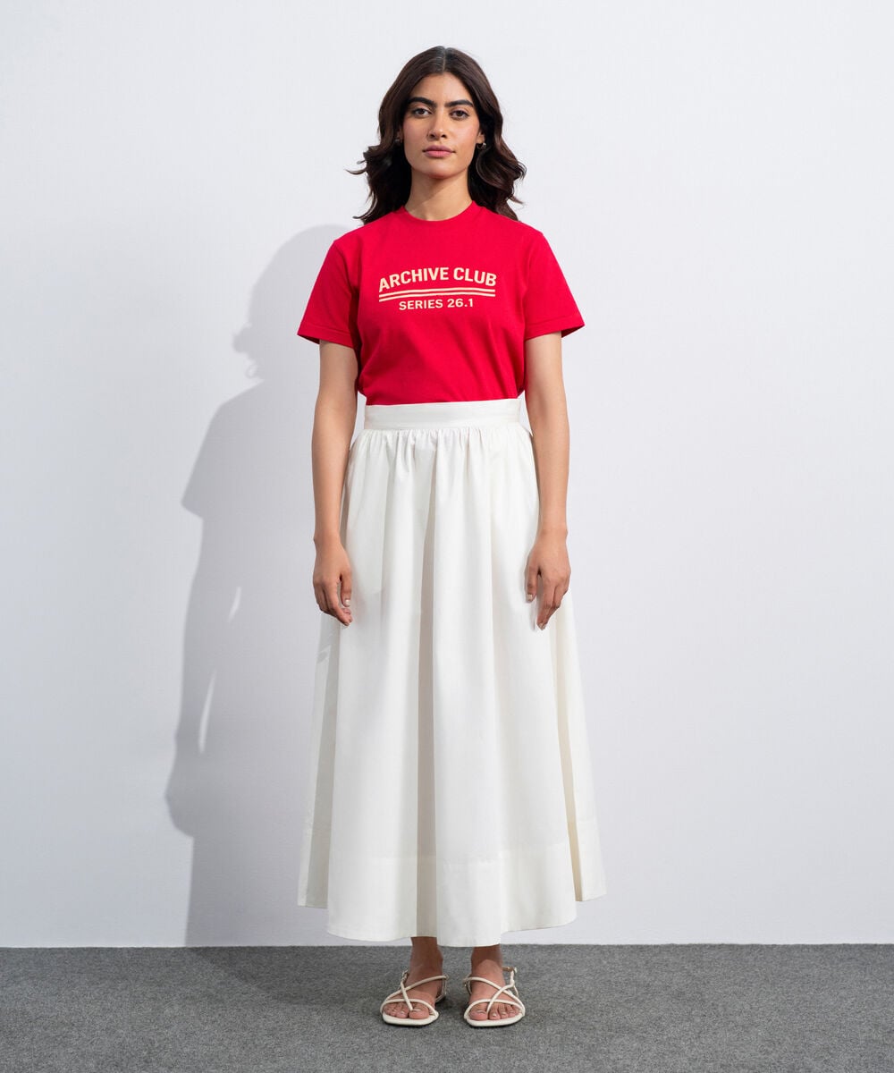 Women's Western White Poplin Flared Skirt