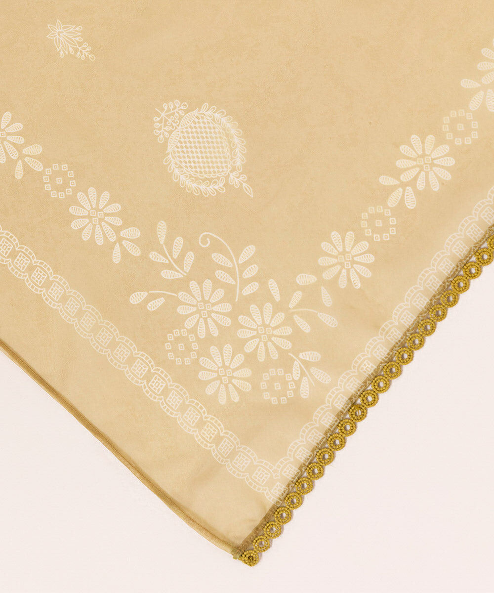 Blended Organza Brown Printed Dupatta