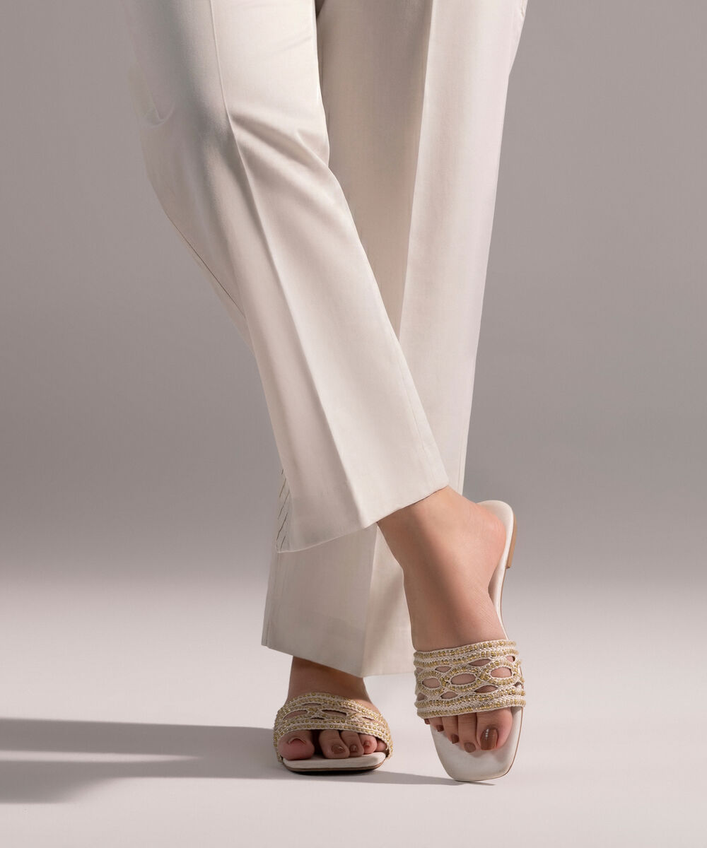 Women's RTW Poplin Solid Grey Straight Pants