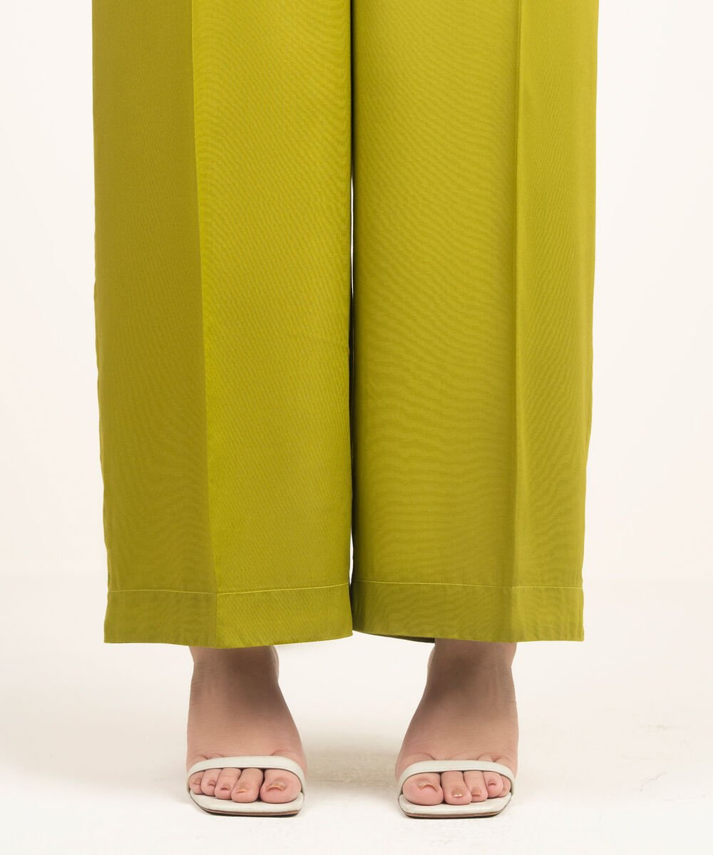Women's RTW Arabic Cambric Solid Green Culottes